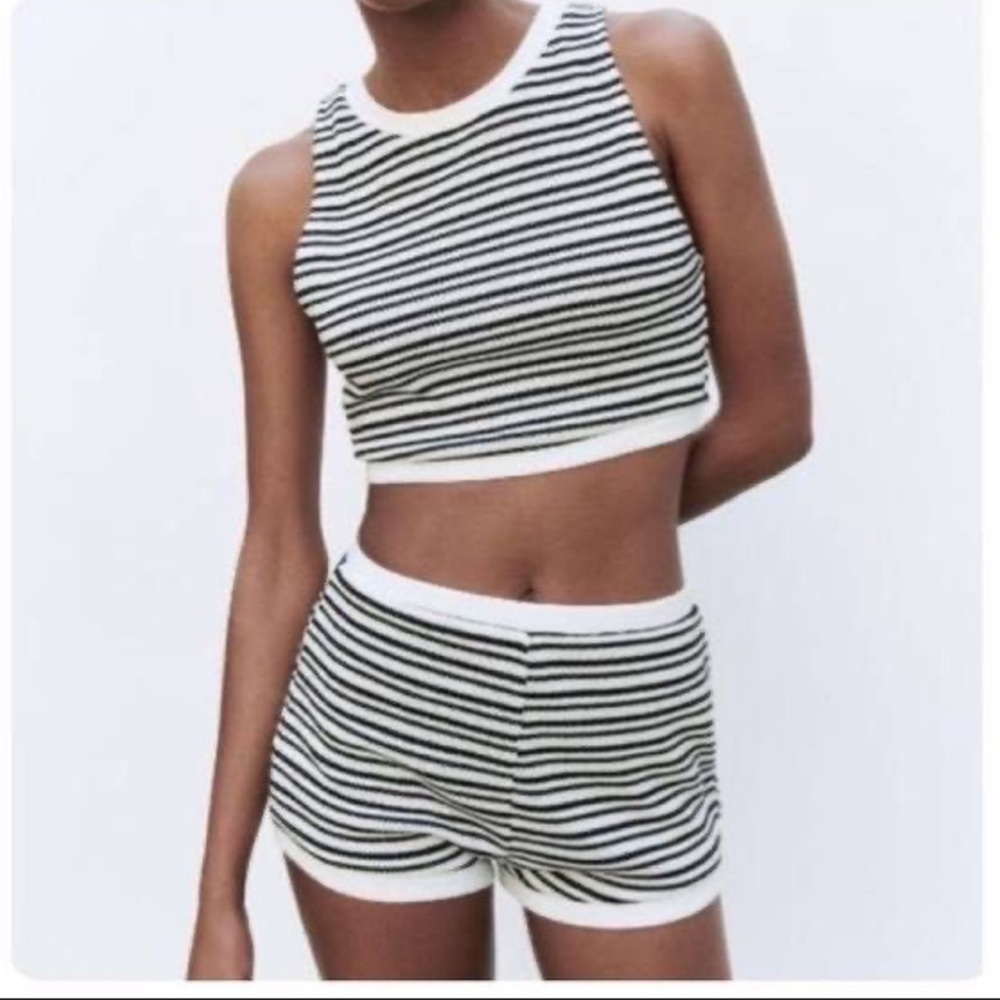 NWOT ZARA Striped Knit Jacquard Top and Shorts